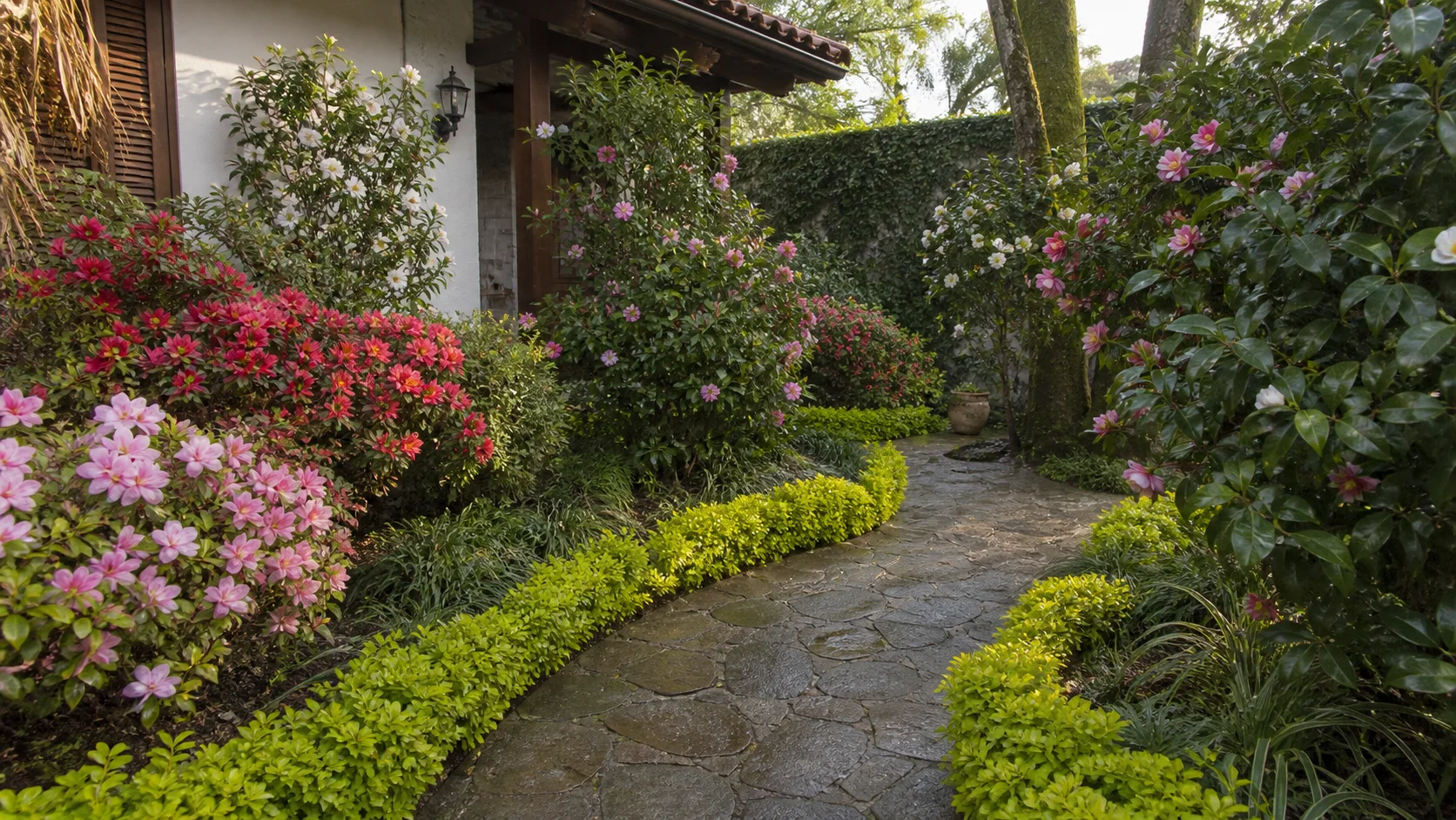 Jardim florido para receber bem